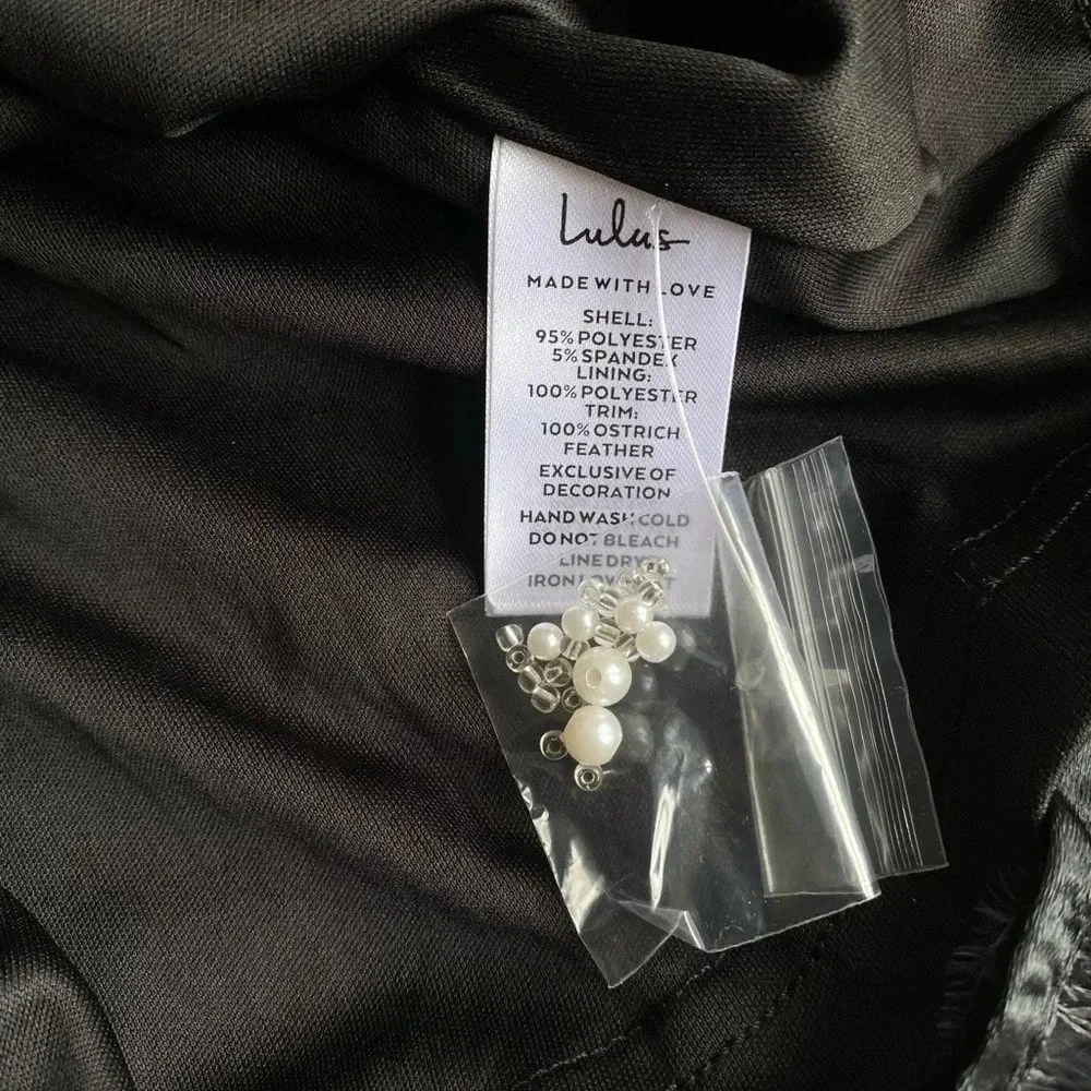 Lulu’s Dress Women’s Medium Glamorous Energy Black Sequin Pearl Bustier Mini NWT - Picture 8 of 11